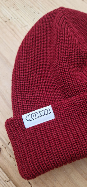 KONVOI merino knit beanie detail closeup