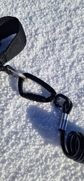 black powsurf leash snurf accessoires powsurfing snowsurfing powdersurfing